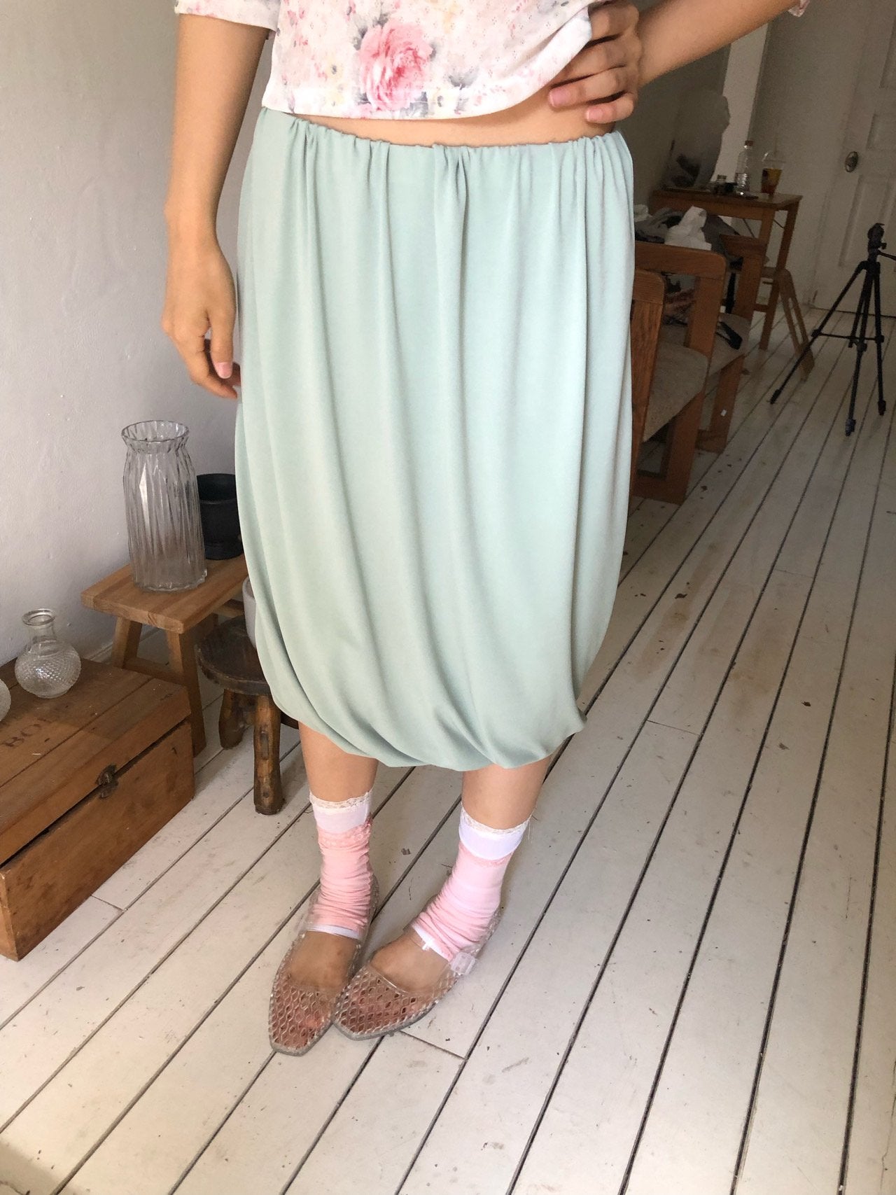 NueFlash Elasticated Bubble Hem Midi Skirt