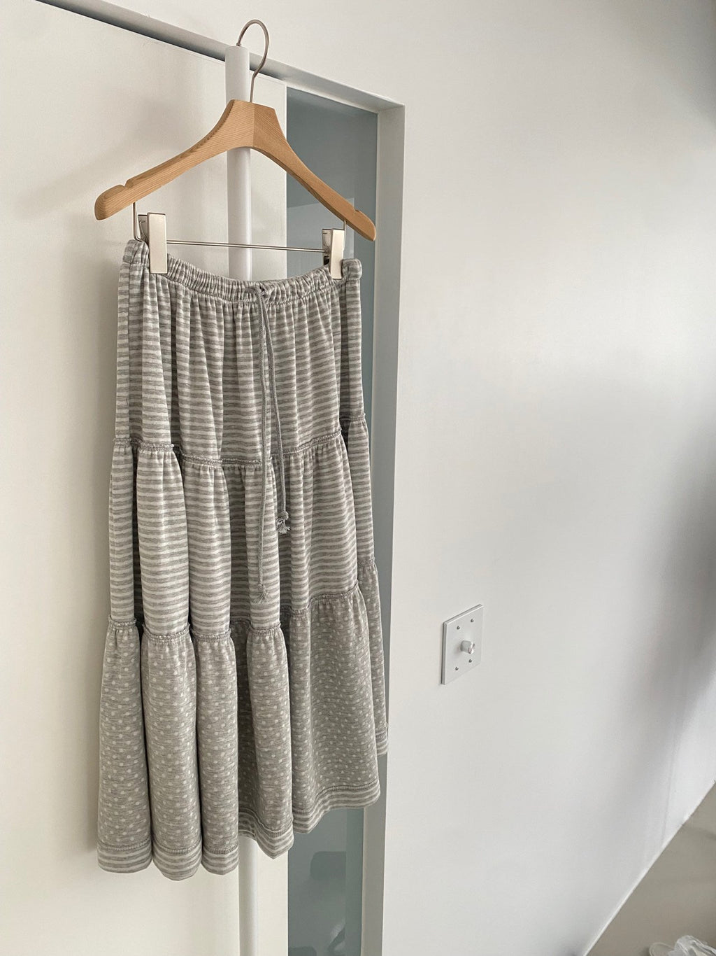 NueFlash Polka Dot Stripe Tiered Maxi Skirt