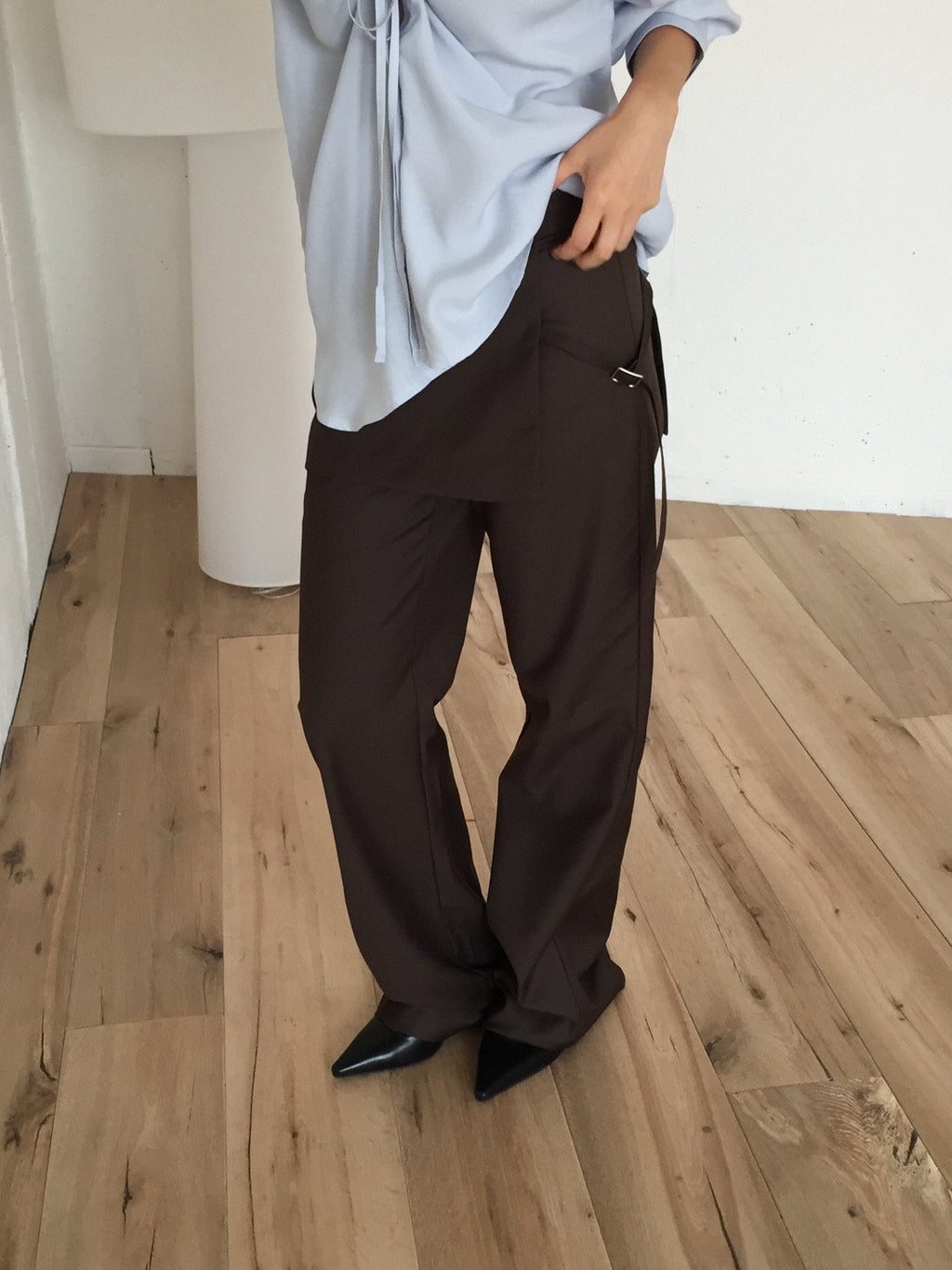 Wide Leg Slacks with Buckle