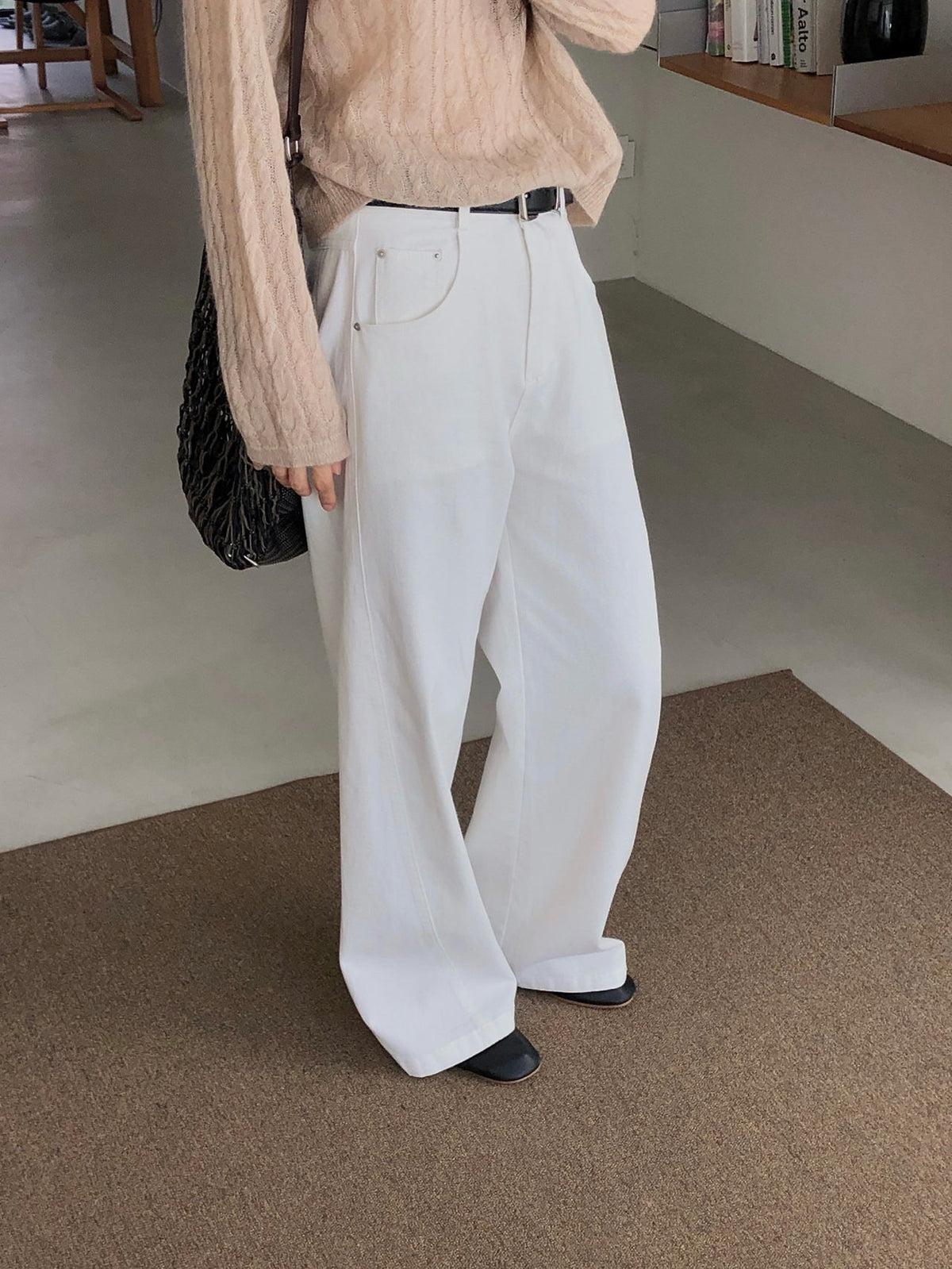 High Waist Wide Leg Cotton Pants