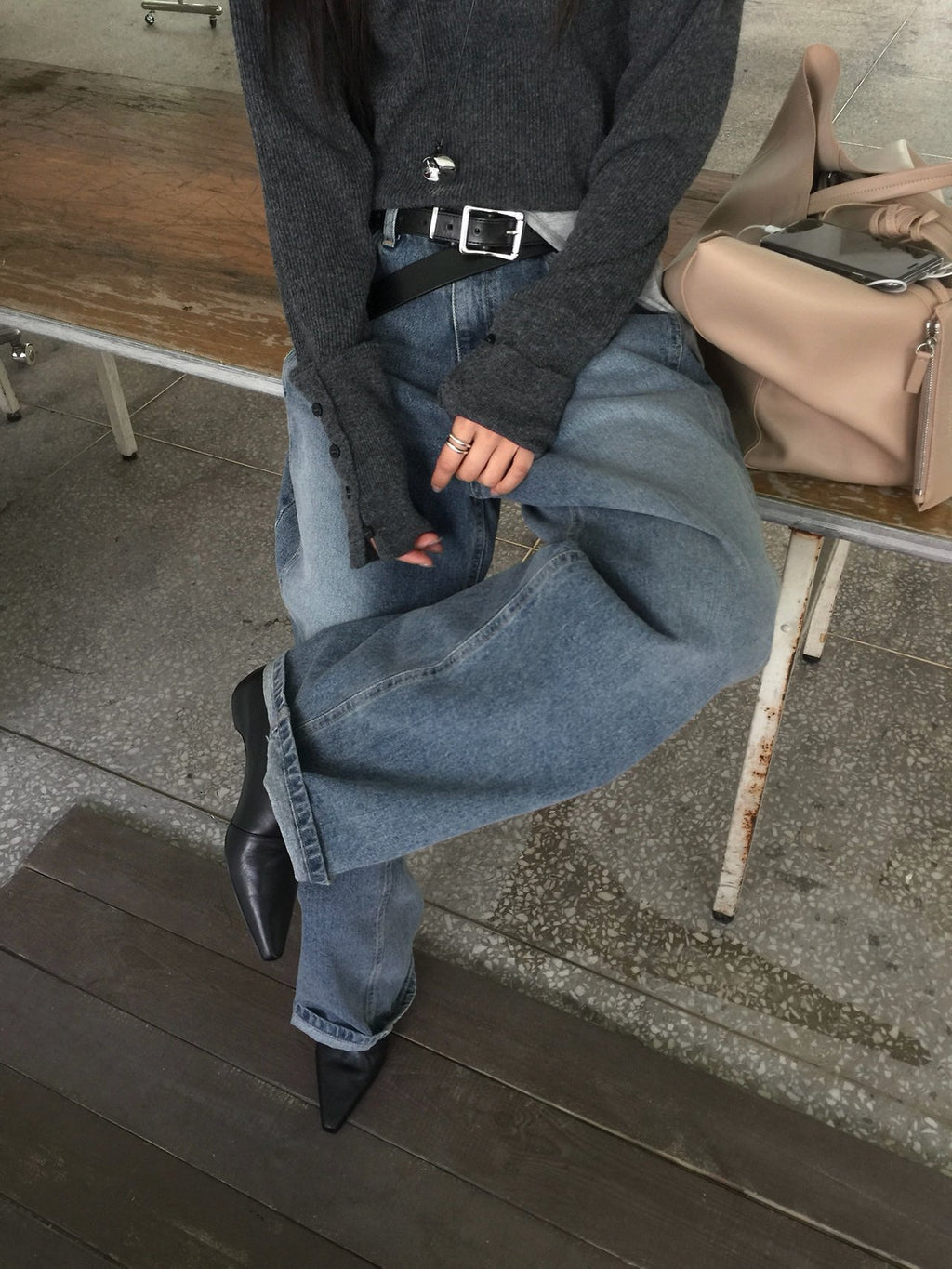 Nweol V-Neck Knit Sweater with Button Cuffs