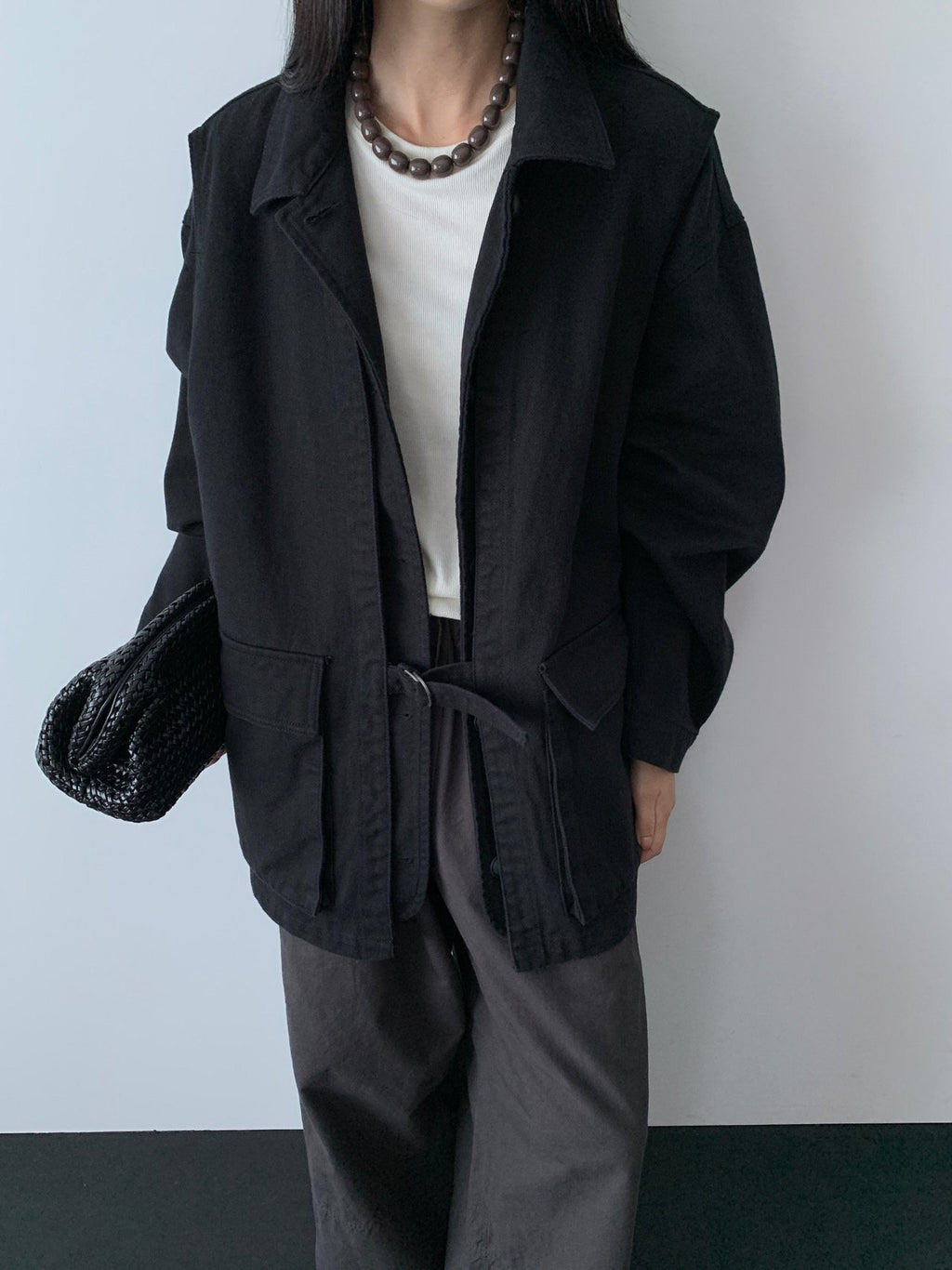 Brown workwear jacket side view