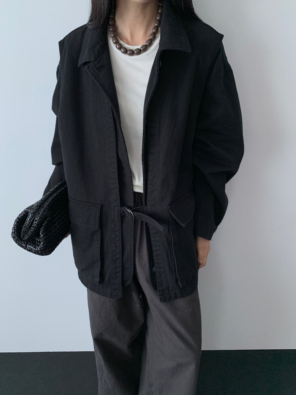 Brown workwear jacket side view