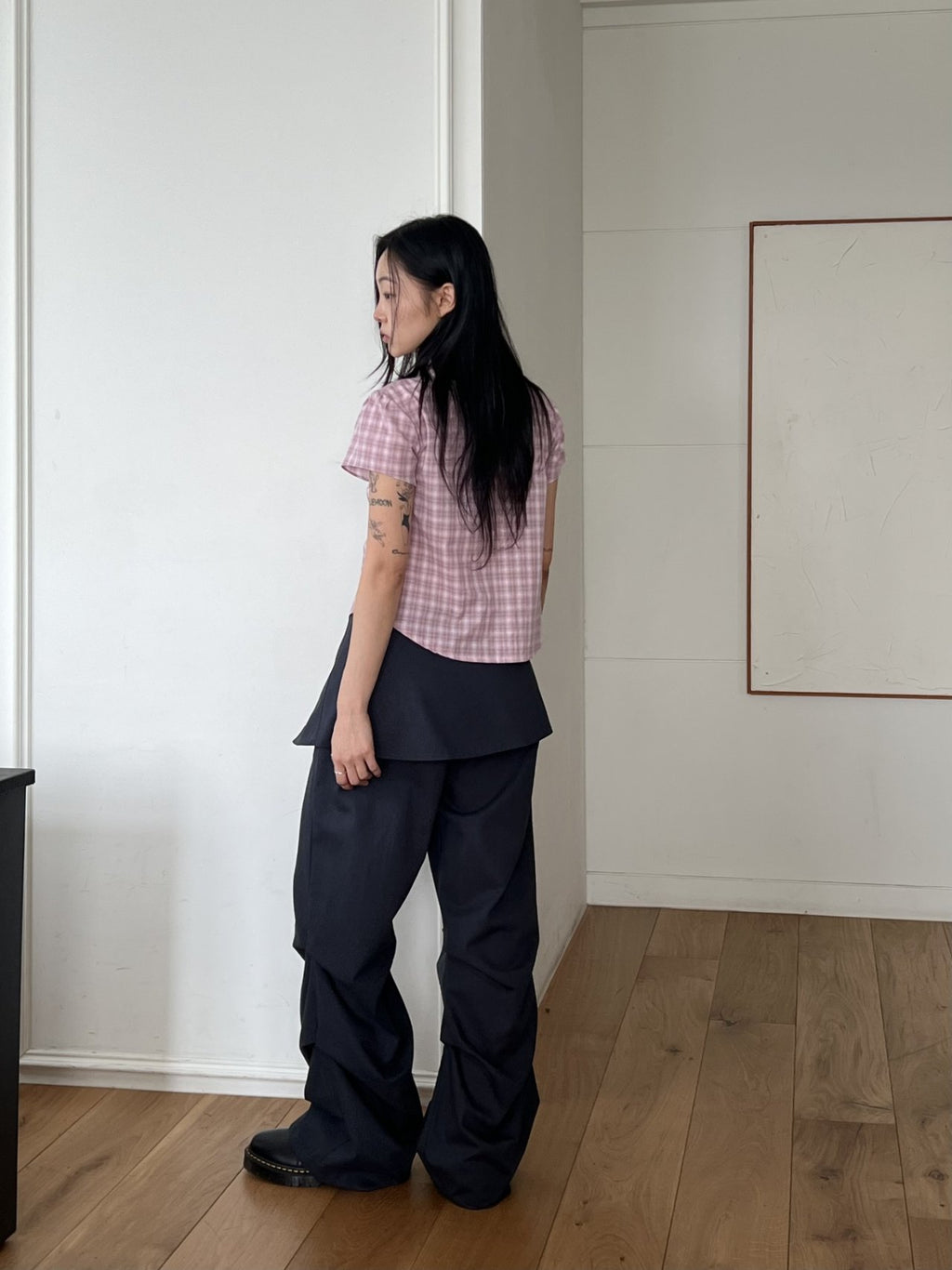 ASKHAKI Skirt-Overlay Wide Flare Trousers Set