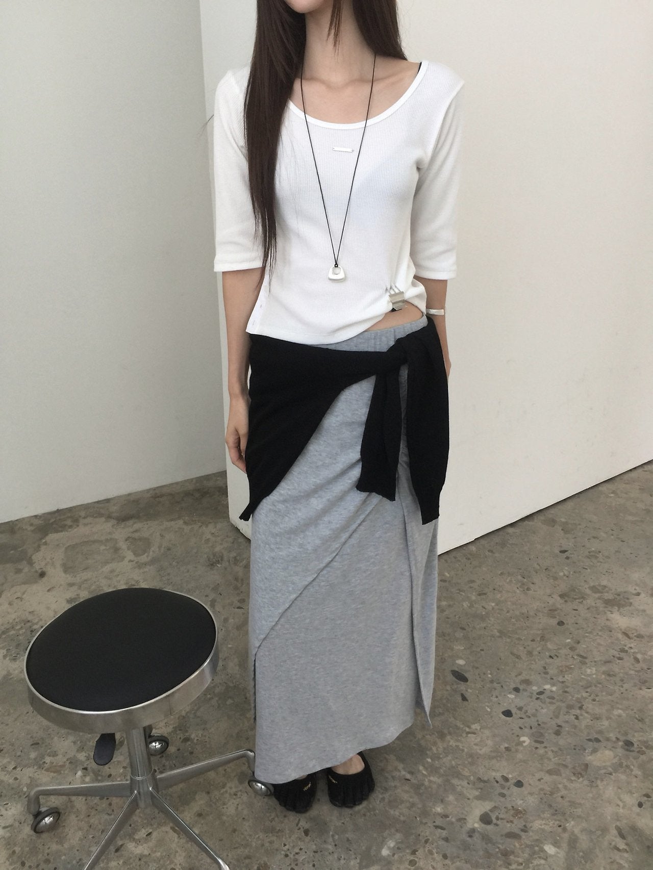 Nweol waffle knit crop half sleeve top size chart FREE size XS-M bust waist hip measurements