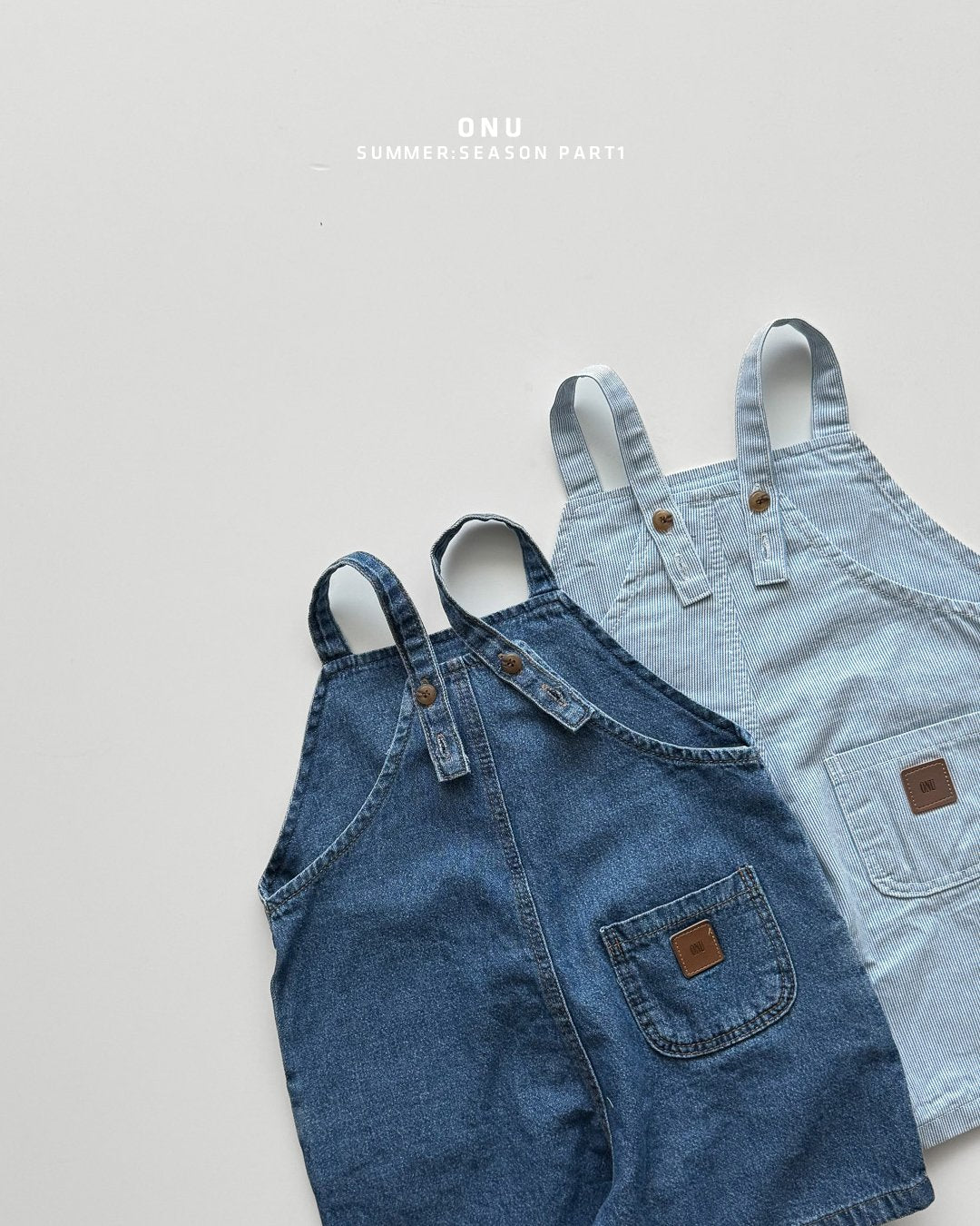Onu Denim Dungaree Shorts (+ Optional Bunny Bear Graphic Tee) — Kids