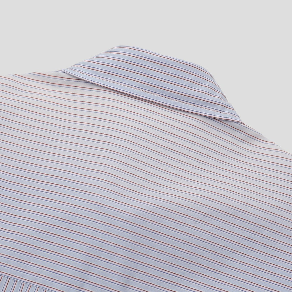Sky blue striped shirt back collar detail