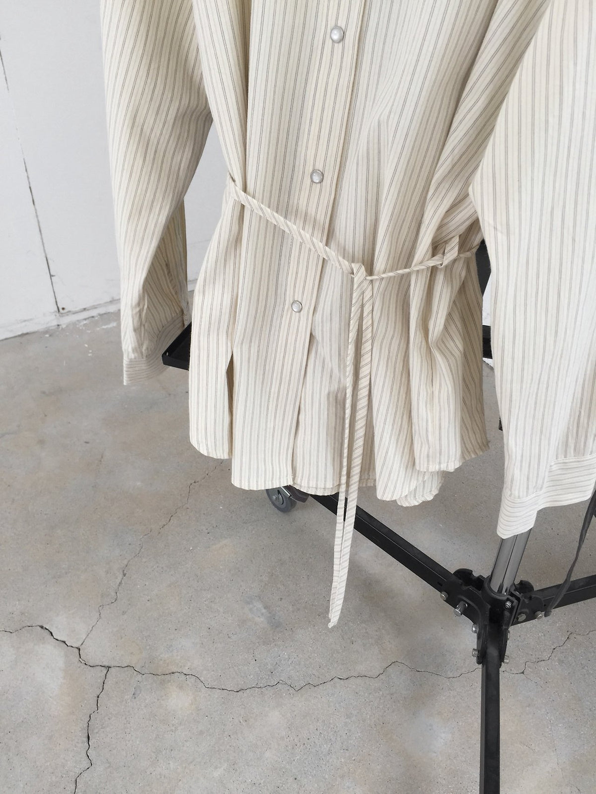 Striped Snap Button Shirt with Belt