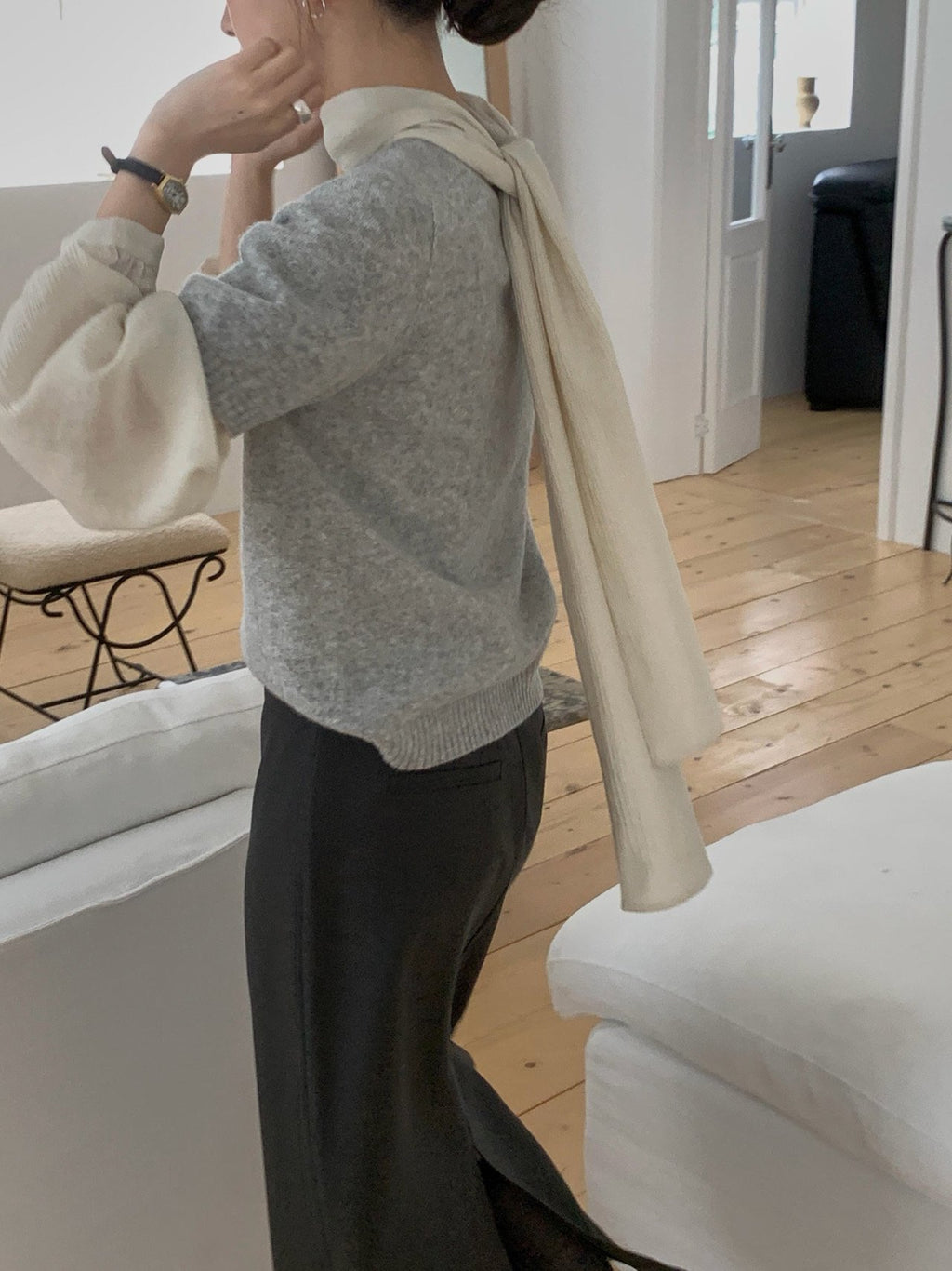 Crew Neck Short Sleeve Wool Knit Pullover