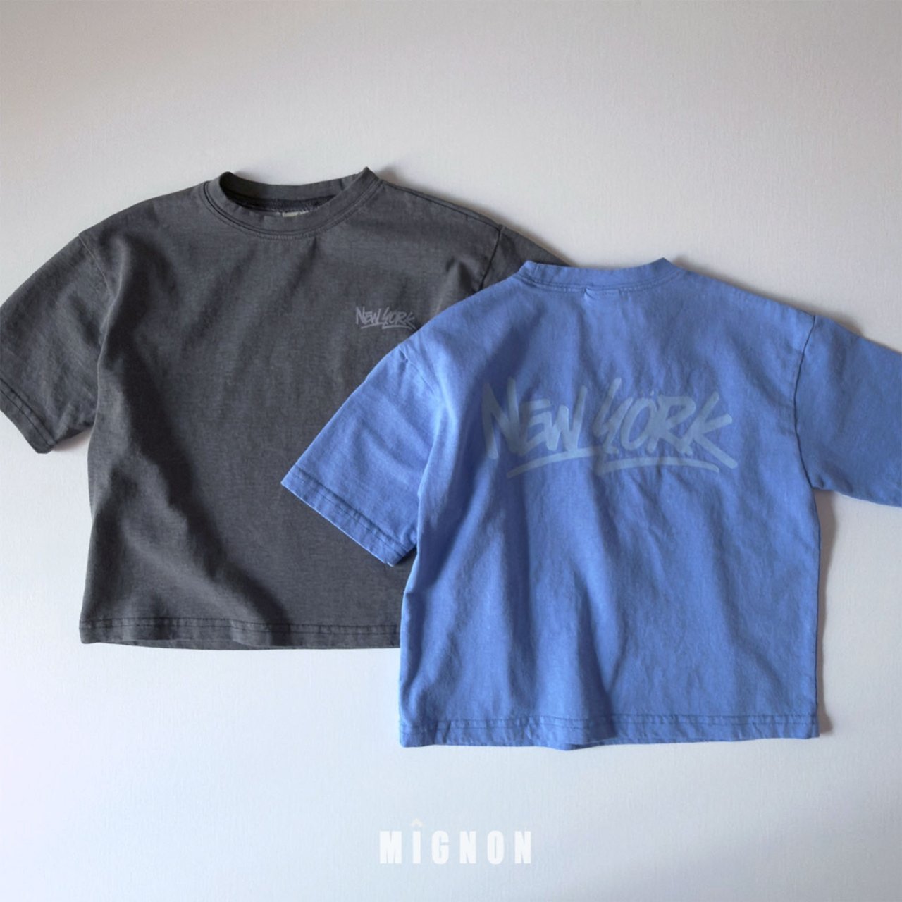 Mignon New York Back Print Pigment Tee & Denim Shorts Set — Kids