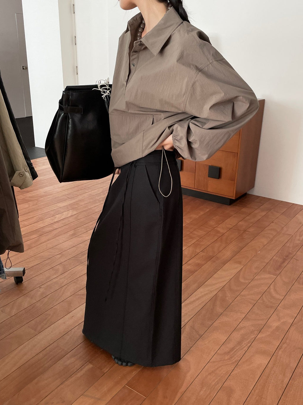 Black Roa long skirt front view