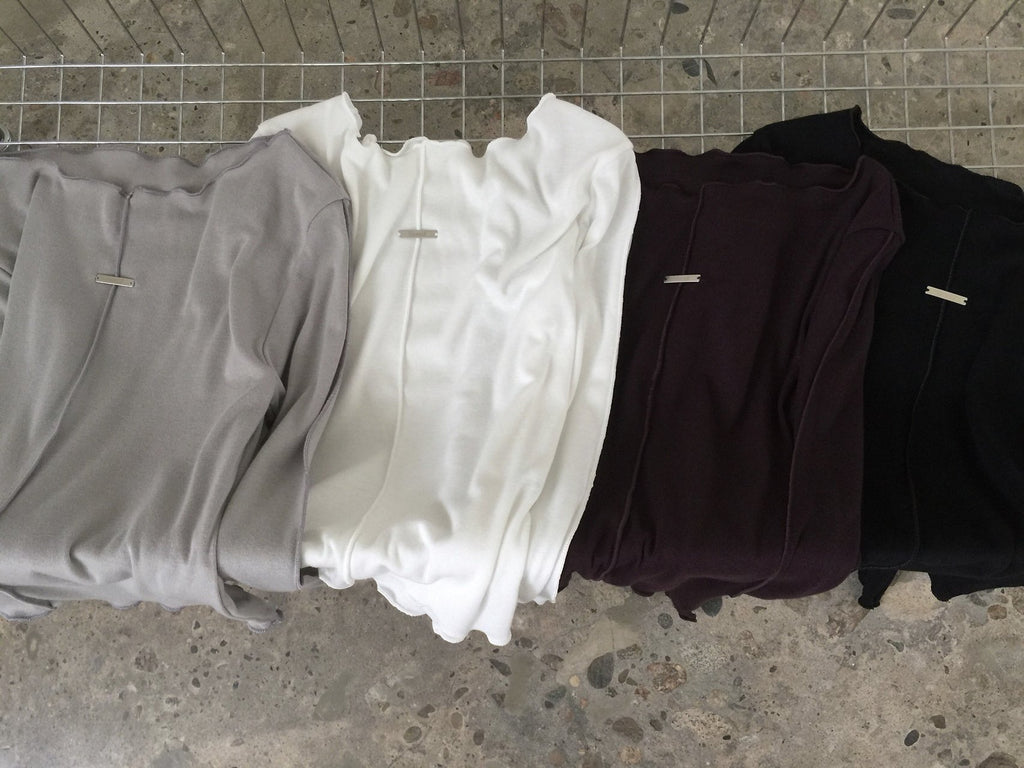 Frill Neck Seam Detail Fitted Long Sleeve Top