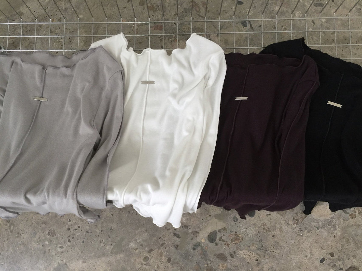 Frill Neck Seam Detail Fitted Long Sleeve Top