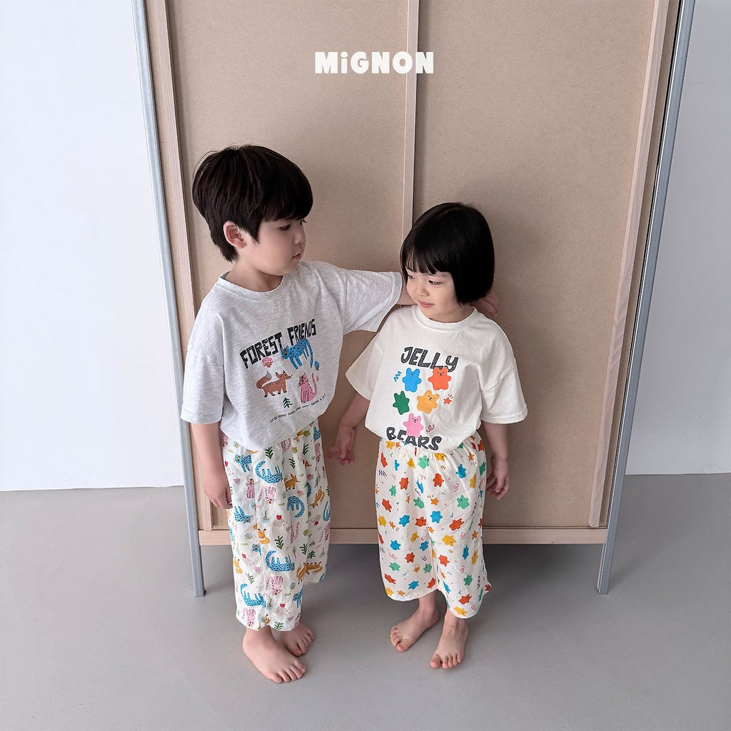 Mignon Animal Graphic Tee & Printed Wide Pants Set — Kids