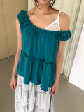 Nue Flash Gathered Sleeve Tiered Ruffle Top