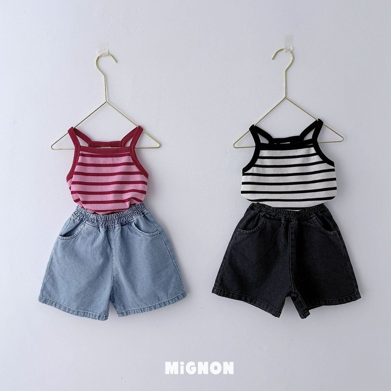 Mignon Striped Tank & Denim Shorts Set — Kids