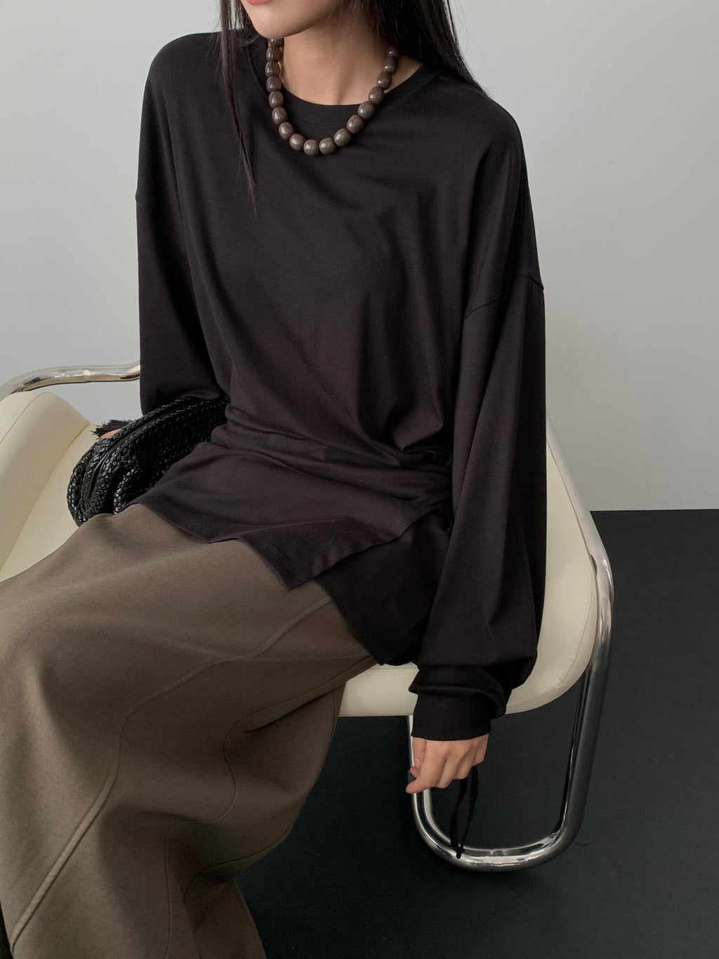 Cream, Charcoal and Black wrap top sets