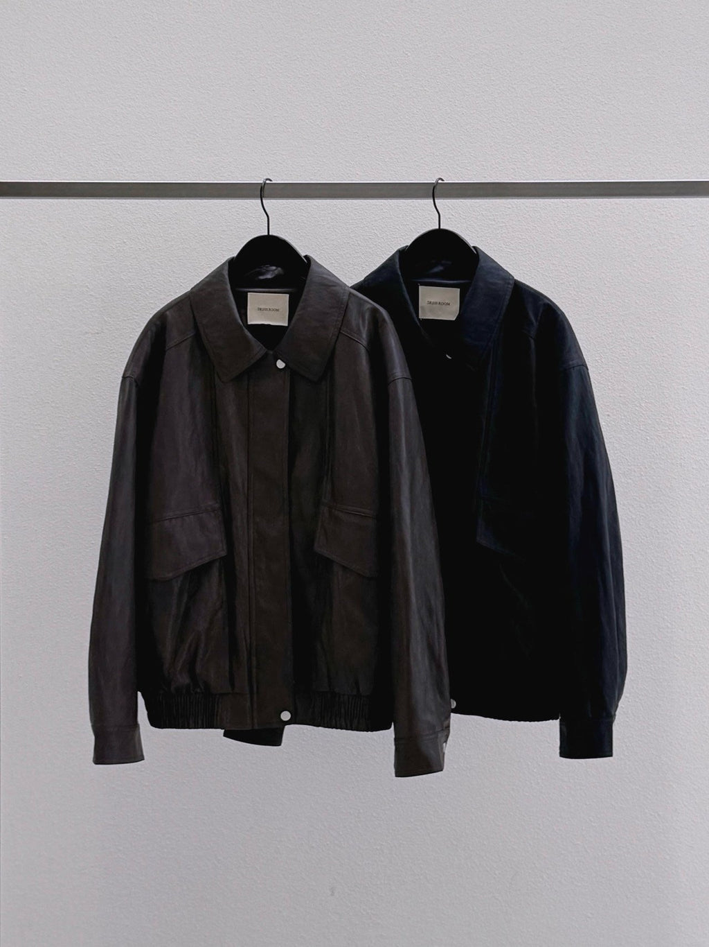 Oversized Wide Collar Faux Leather Blouson Jacket