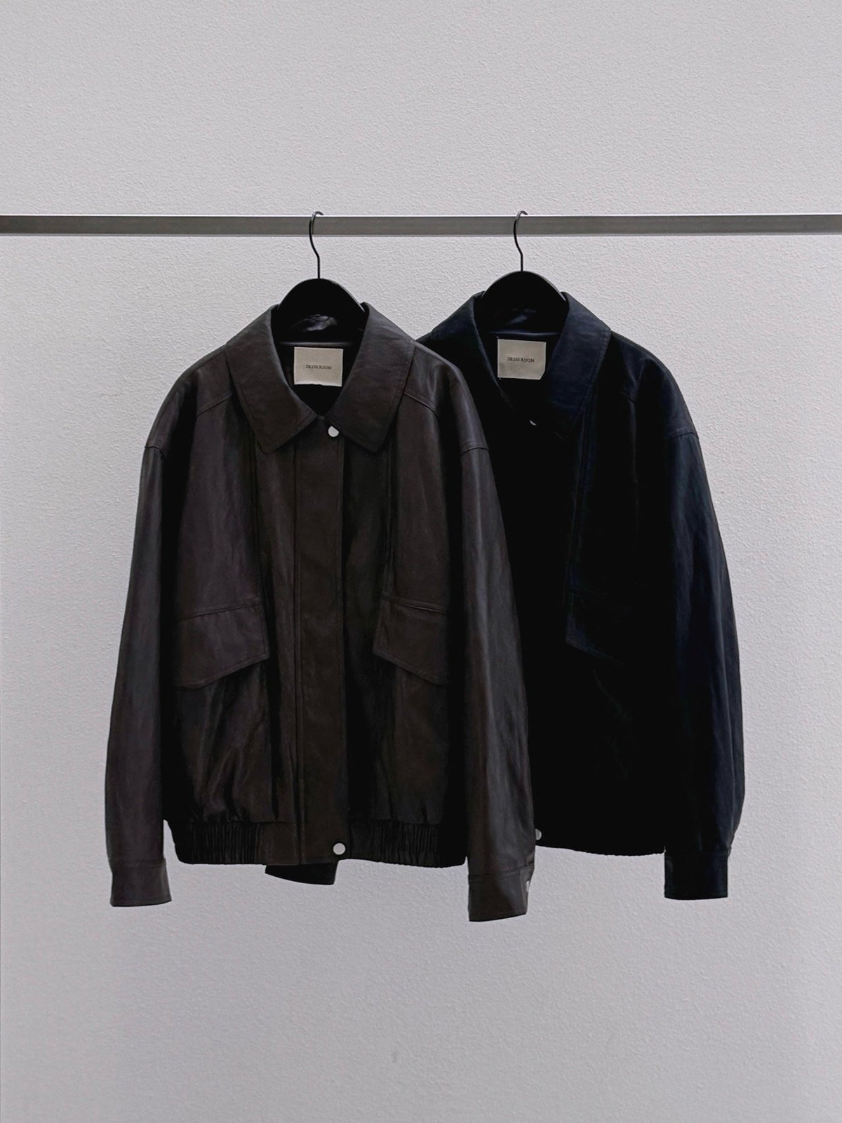 Oversized Wide Collar Faux Leather Blouson Jacket