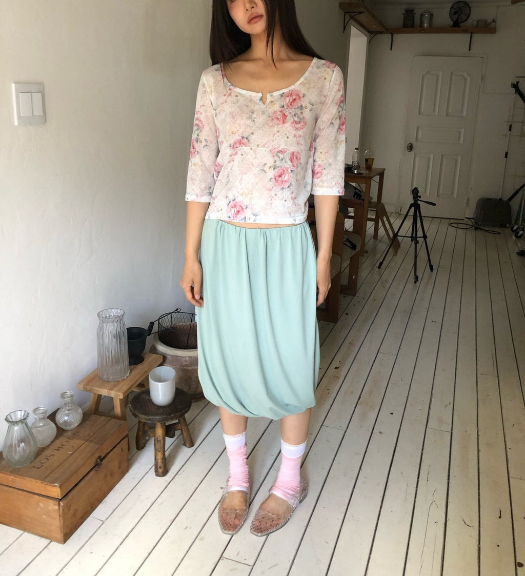 NueFlash Elasticated Bubble Hem Midi Skirt
