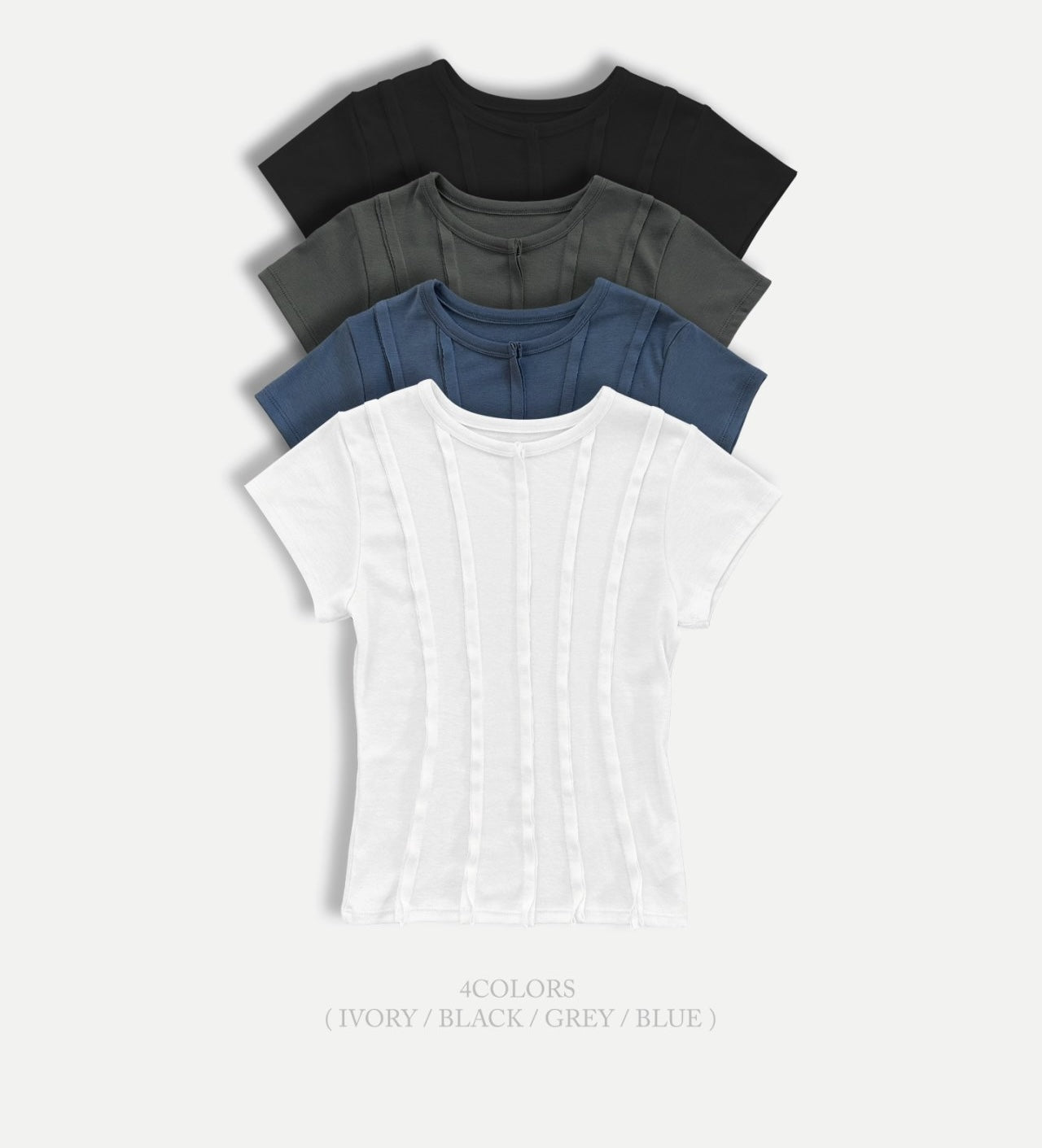 (2Pack) ASKHAKI Vertical Cut-Out Detail Cropped Tee