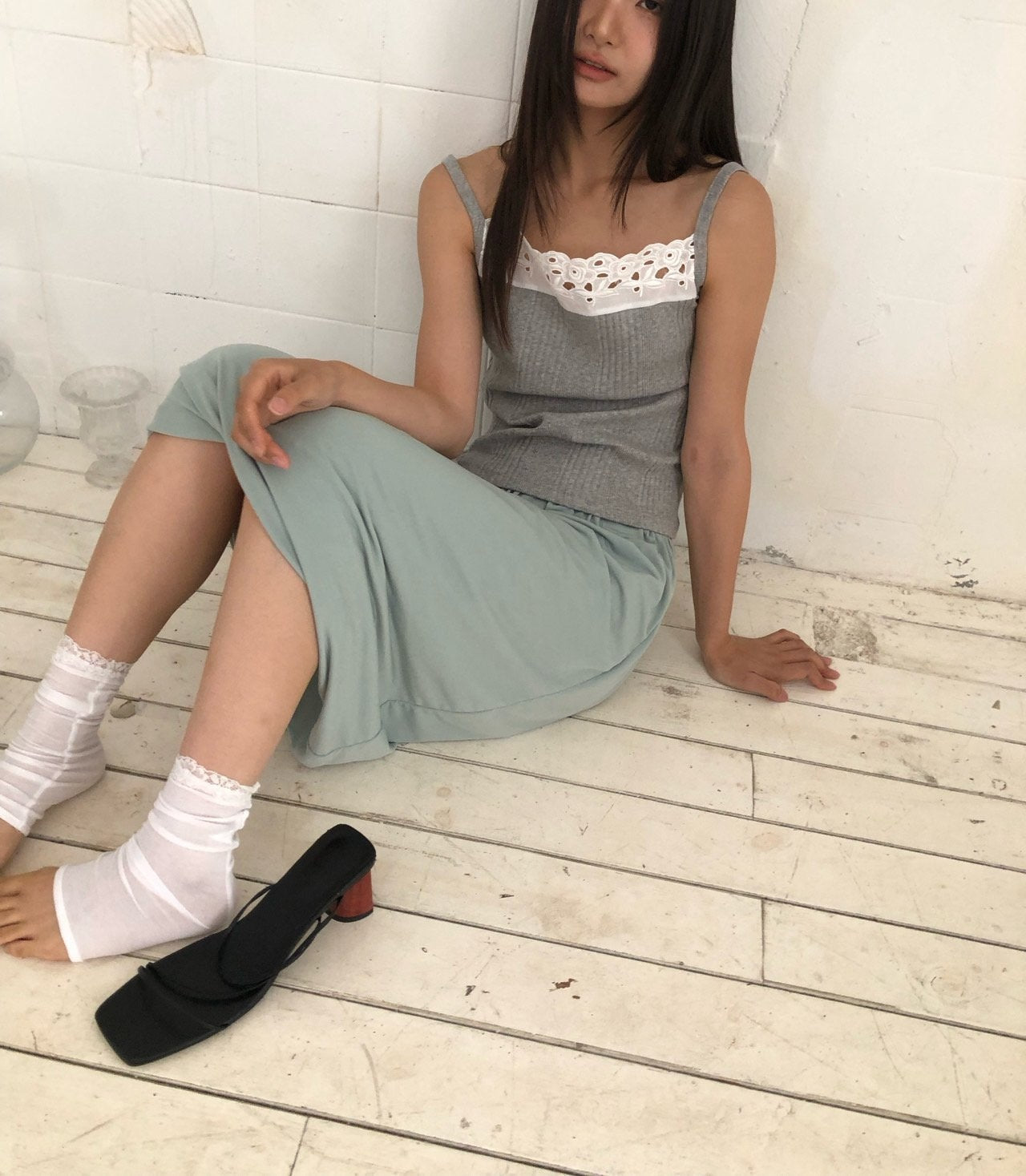 NueFlash Elasticated Bubble Hem Midi Skirt