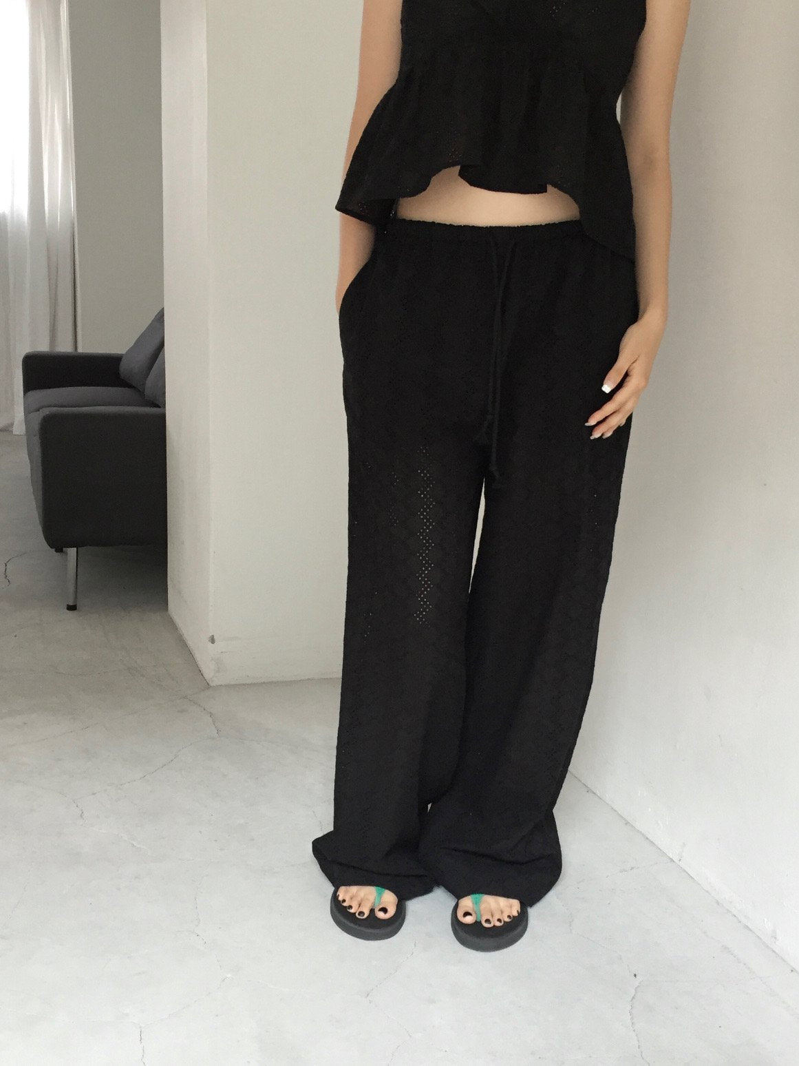 Lovemoment Eyelet Lace Wide Leg Pants (+Optional Top)