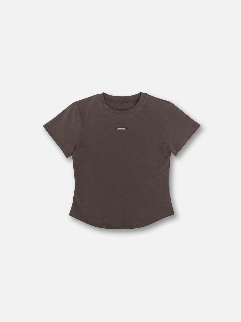 (2Pack) ASKHAKI Metal Plate Logo Slim Cropped Tee