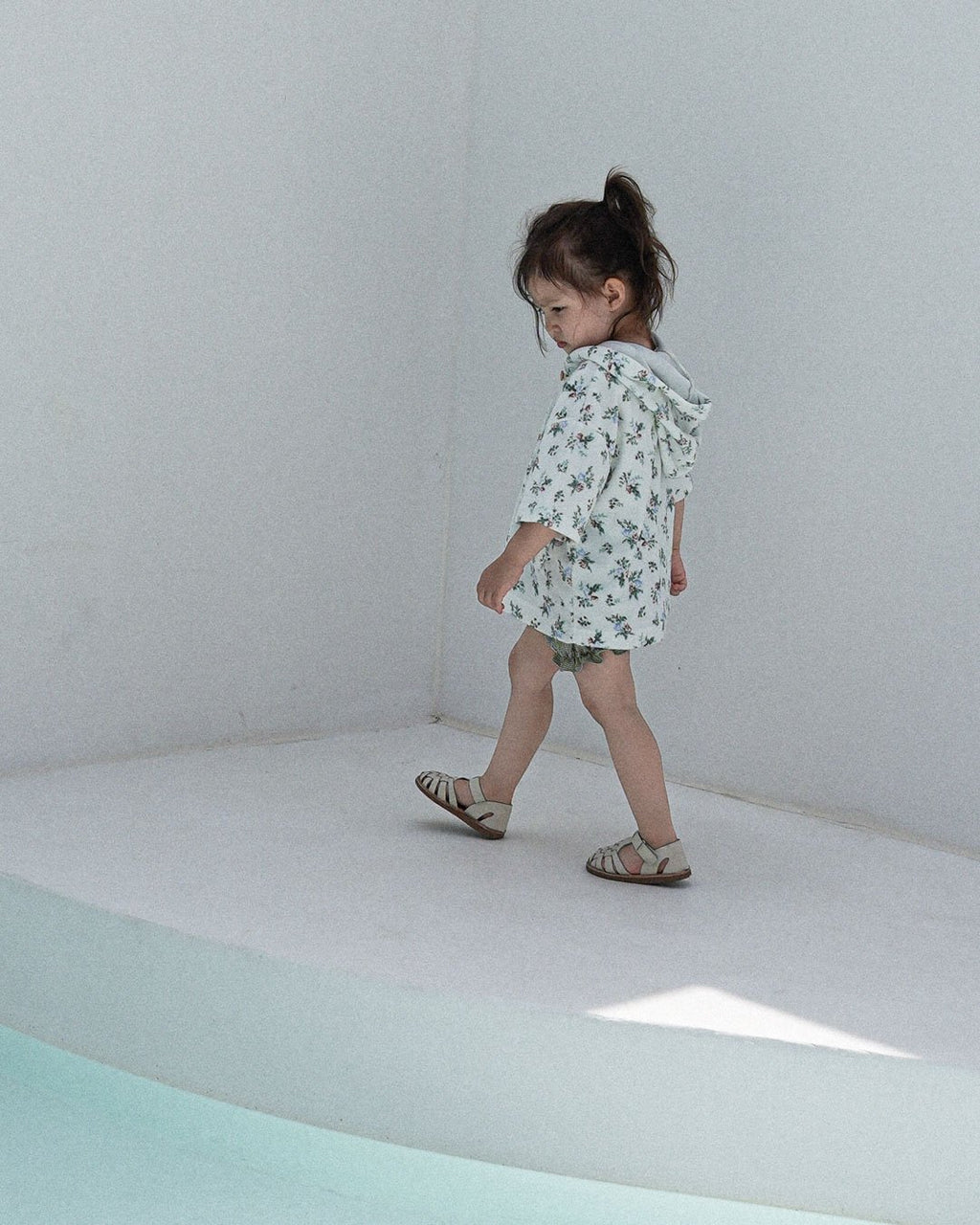 Onu Check Swimsuit (+ Optional Jacquard Beach Shirt & Floral Beach Hood) — Kids