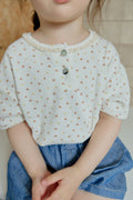 Onu Ditsy Floral Lace Neck Rib Tee & Pocket Denim Shorts Set — Kids