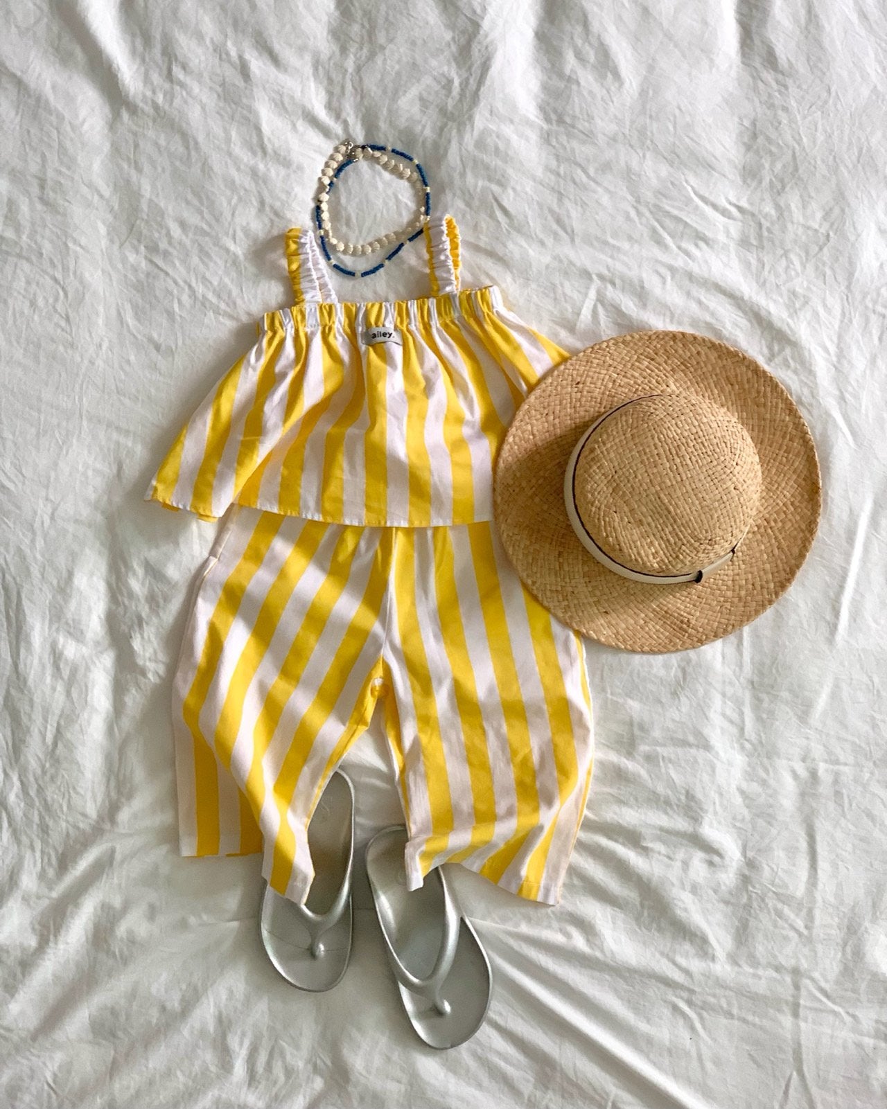Bailey Stripe Off-Shoulder Ruffle Top & Shorts Set — Kids