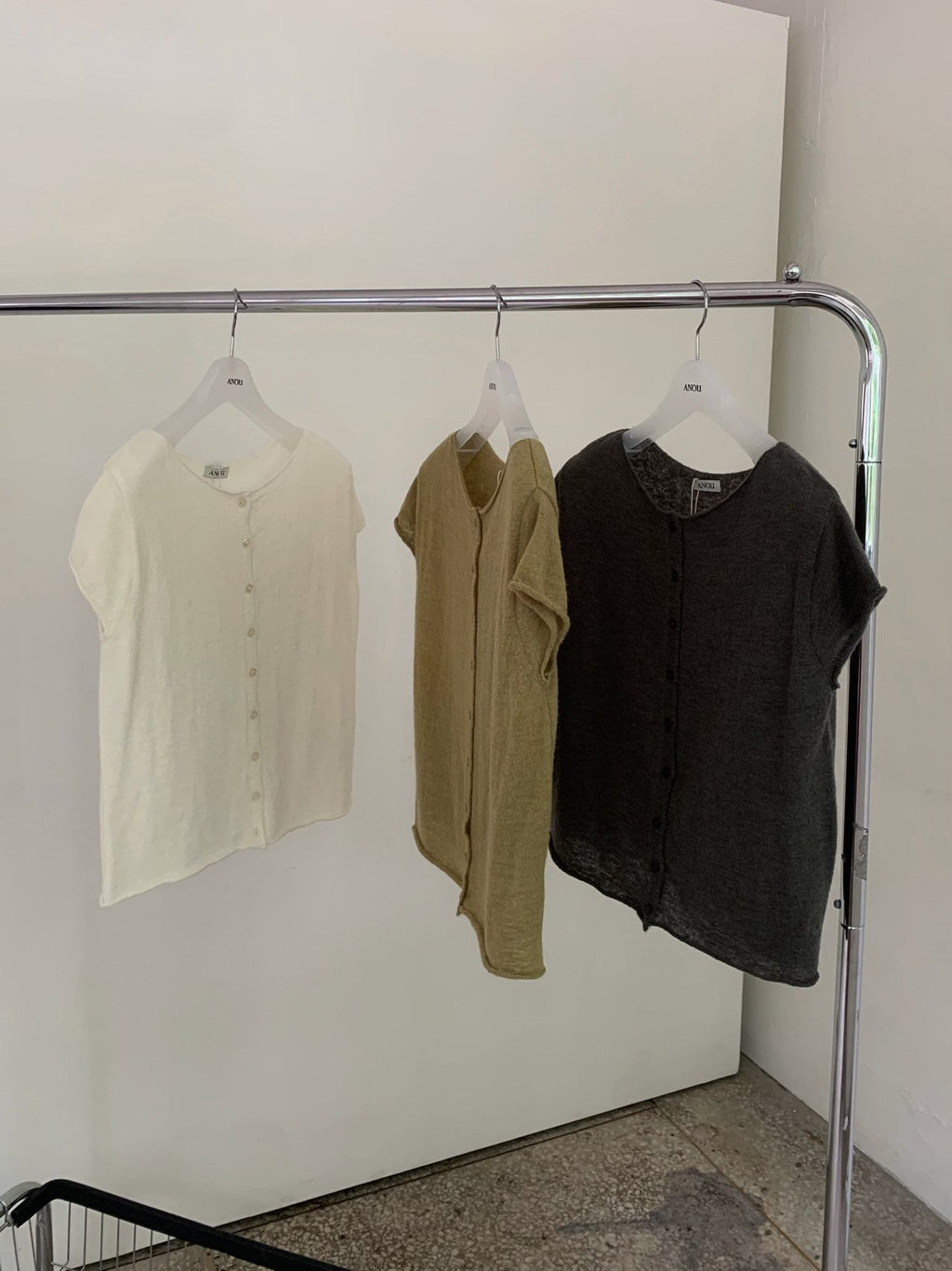 Front Button Cropped Cap Sleeve Knit Vest