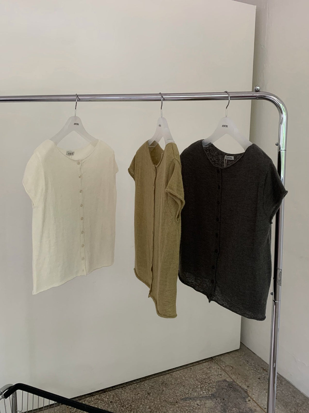 Front Button Cropped Cap Sleeve Knit Vest