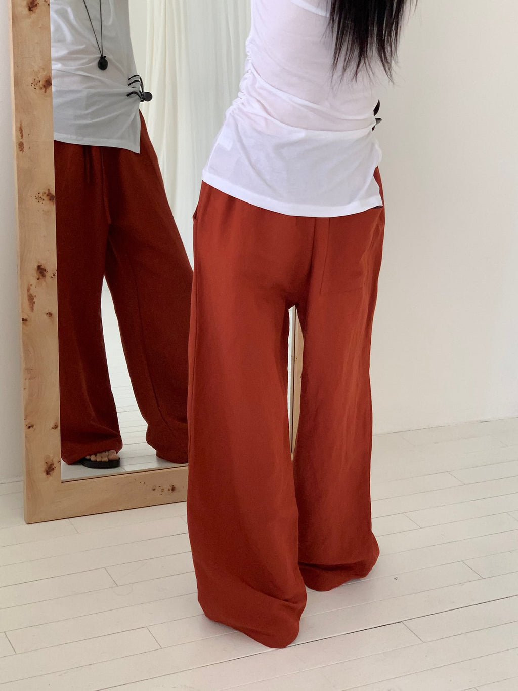 VAARA Linen Wide Leg Trousers with Elasticated Waist