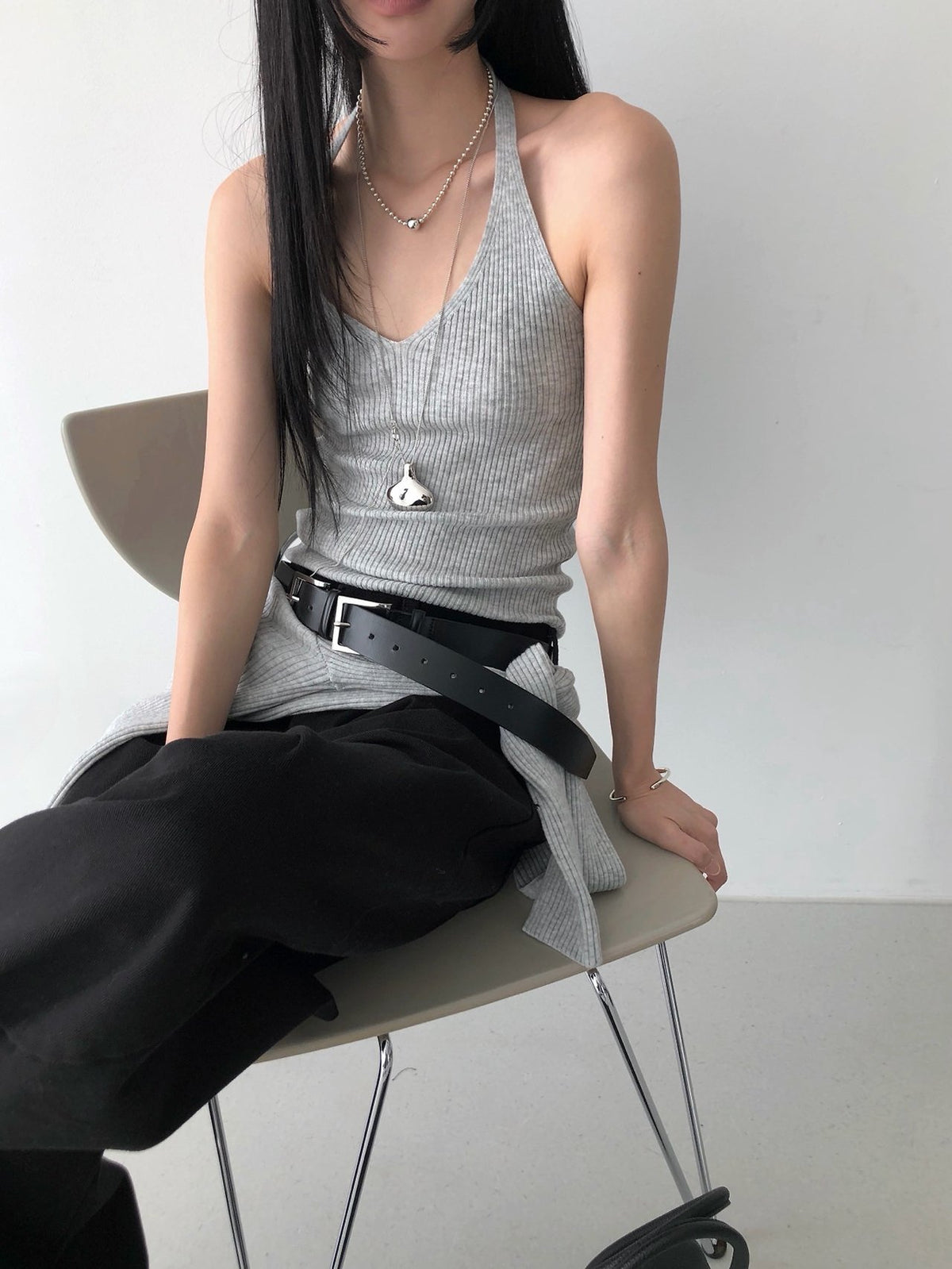 Ribbed Knit Cardigan and Tank Top Set