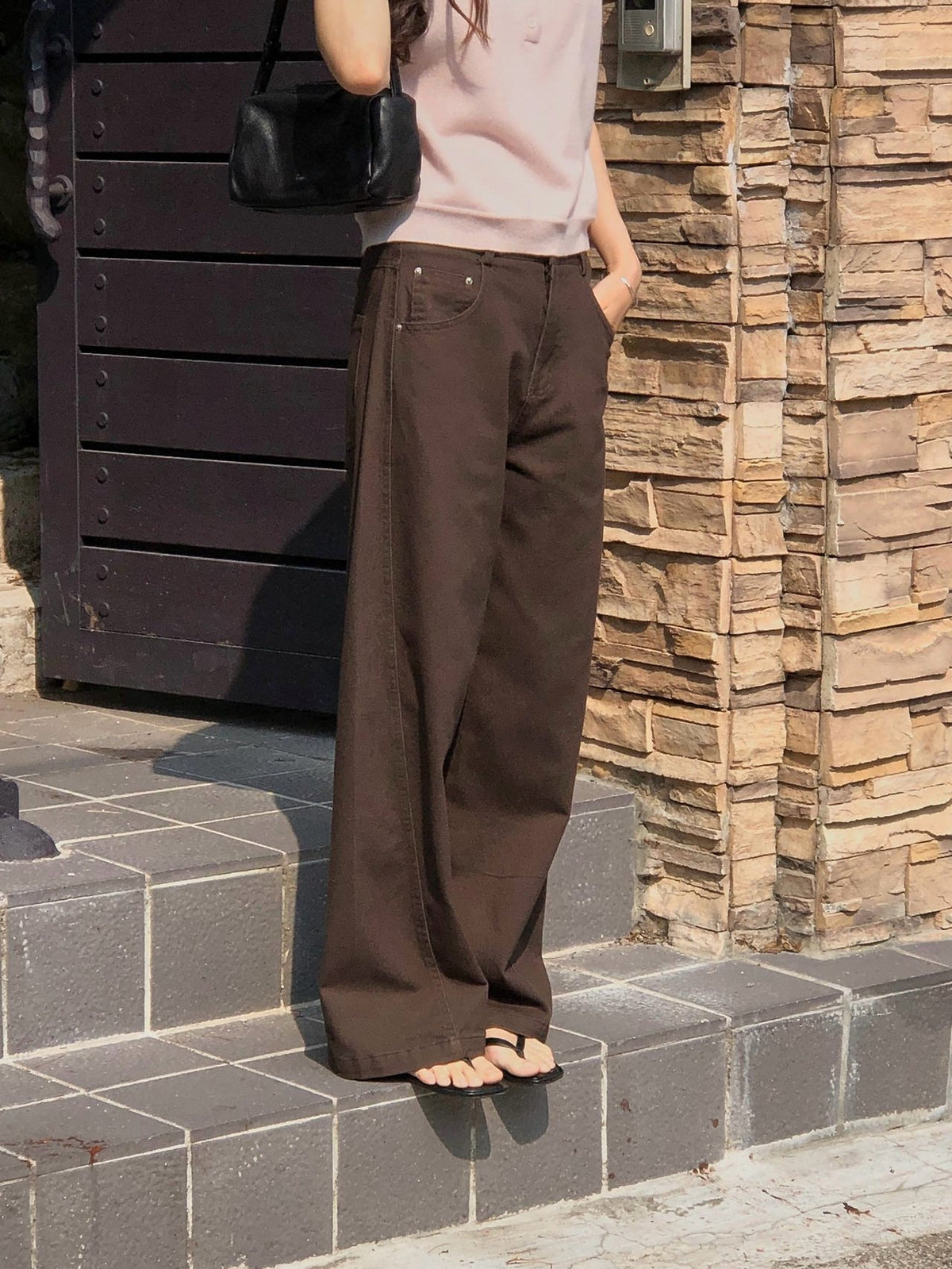High Waist Wide Leg Cotton Pants