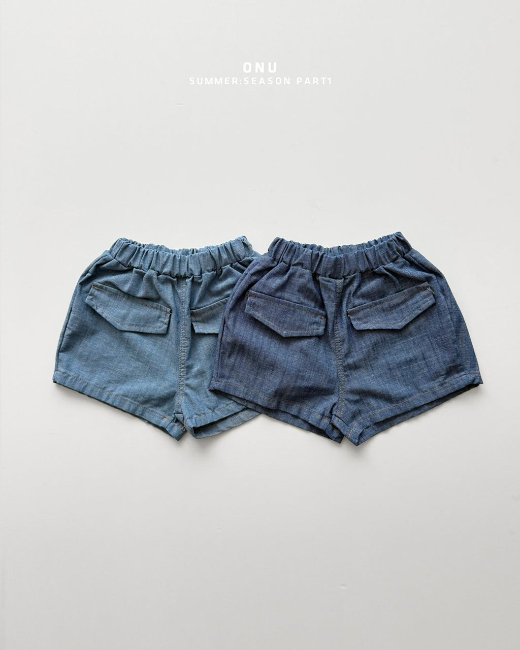 Onu Ditsy Floral Lace Neck Rib Tee & Pocket Denim Shorts Set — Kids