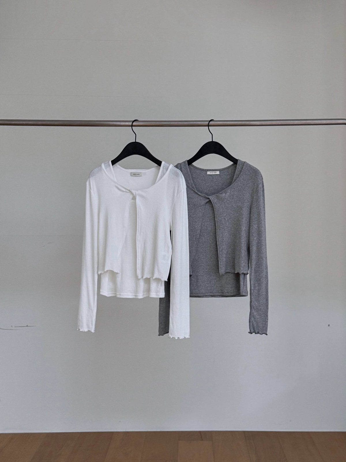 Frill Layered Detail Cropped Long Sleeve Top