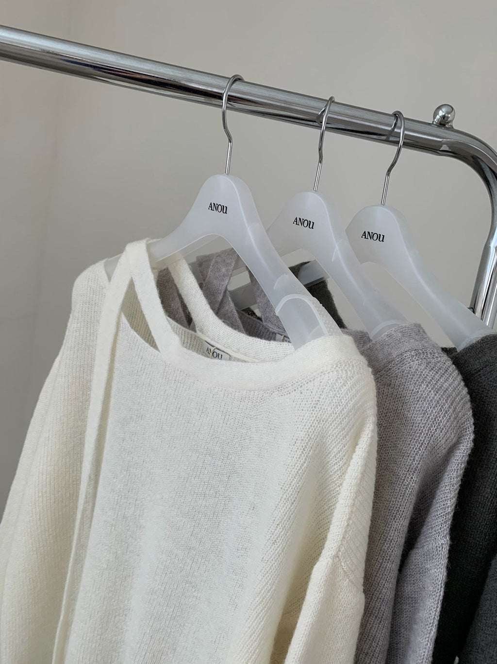 Off-Shoulder Strap Cutout Loose Fit Long Sleeve Knit Top