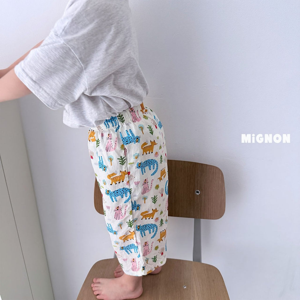 Mignon Animal Graphic Tee & Printed Wide Pants Set — Kids