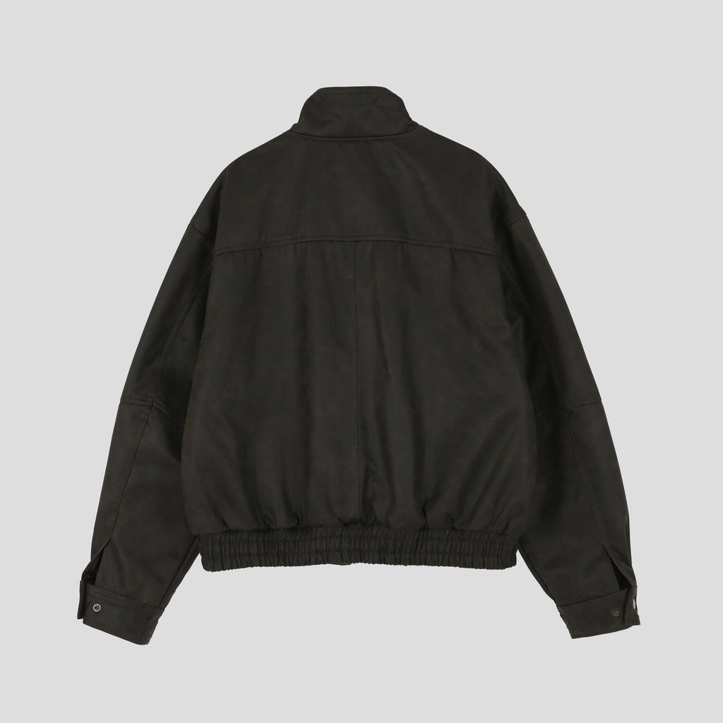 Khaki brown crackle Harrington jacket front view