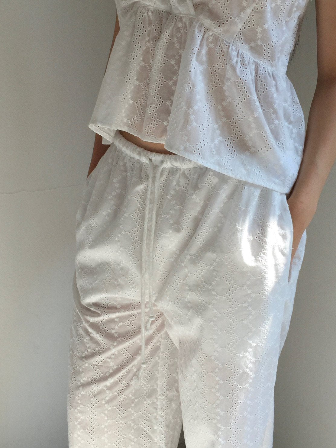 Lovemoment Eyelet Lace Wide Leg Pants (+Optional Top)