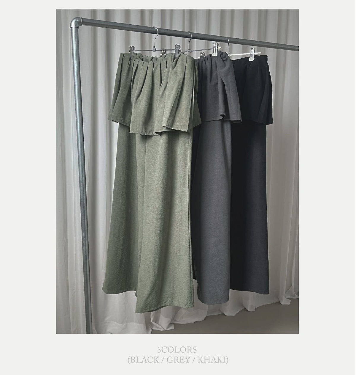 Pleated Skirt Overlay Wide Leg Pants