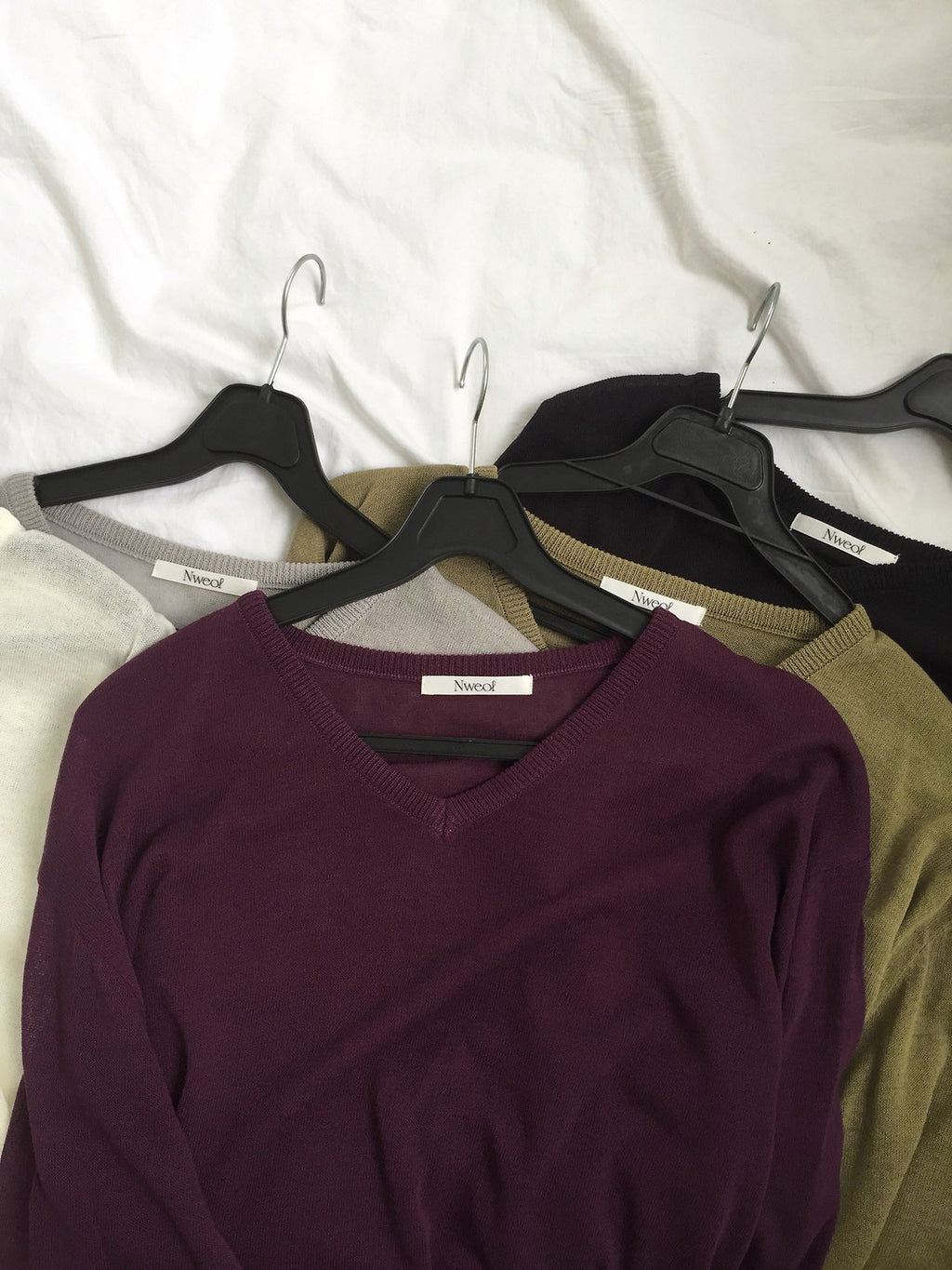 Nweol V-Neck Drop Shoulder Oversized Knit Sweater