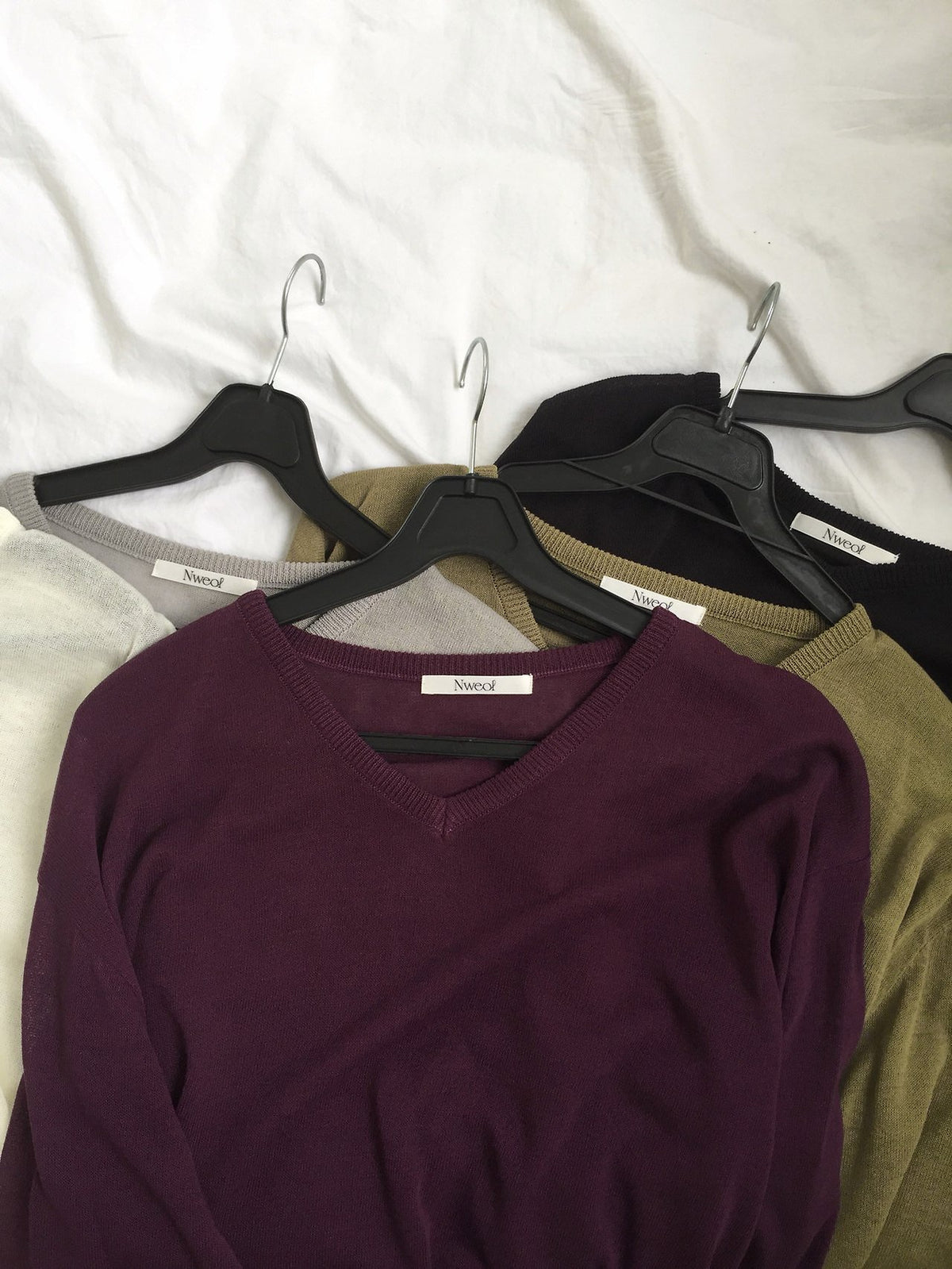 Nweol V-Neck Drop Shoulder Oversized Knit Sweater