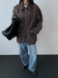 Brown and Black workwear jacket and utility vest set