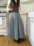 Pleated Midi Skirt with Drawstring Elastic Waist