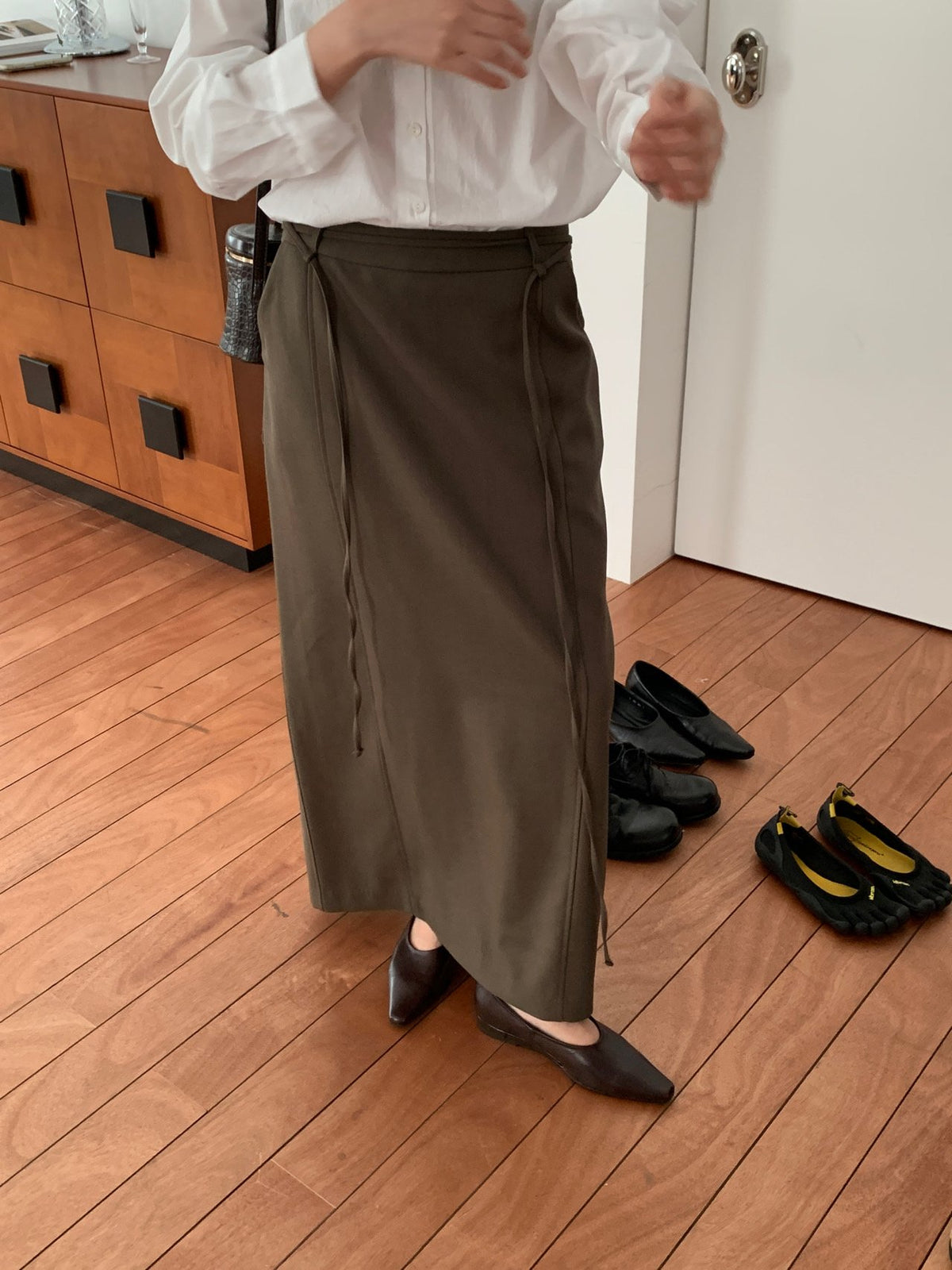 Black long skirt back view