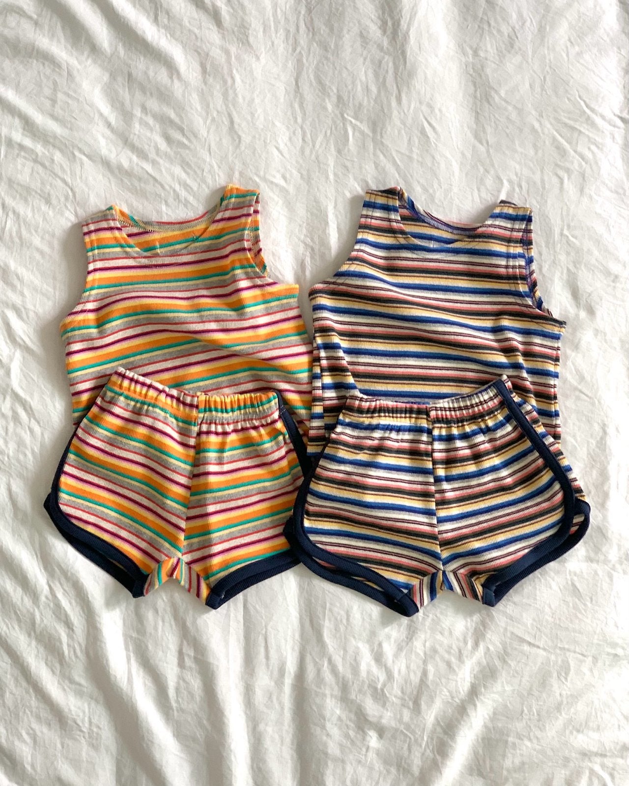 Bailey Multicolour Stripe Sleeveless Top & Shorts Set — Kids