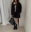 Oversized Contrast Collar Corduroy Trim Long Coat